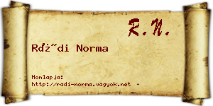 Rádi Norma névjegykártya